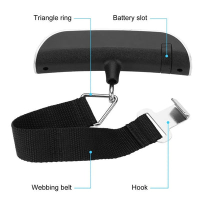 Portable Digital Luggage Scale — LCD Display Hanging Scale up to 110lb/50kg for Travel & Baggage Weighing