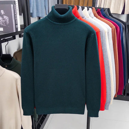 Men's Slim Fit Knitted Turtleneck Sweater — Anti-Pilling Long Sleeve Pullover