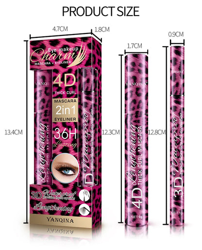 YANQINA Waterproof Liquid Eyeliner & 4D Mascara Set — Thick Curling Lashes & Eyebrow Pencil Eye Makeup