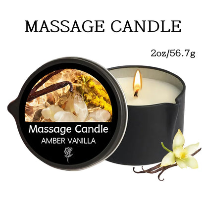 Massage Oil Scented Candle — Aromatherapy Spa Candle for Stress Relief & Skin Moisturizing