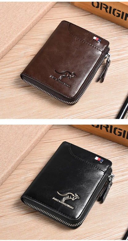 Men's RFID Luxury Leather Wallet — Business Card Holder, Zipper Coin Purse & Bifold