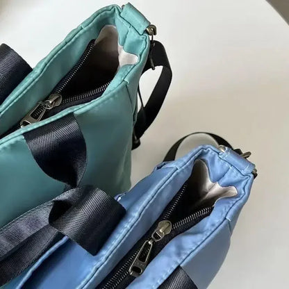 Nylon Waterproof Canvas Tote Bag — Large Capacity Casual Messenger Shoulder Bag for Women & Students
