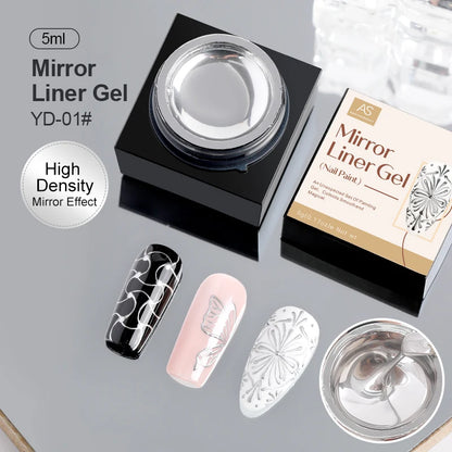 Silver Mirror Nail Liner Gel Polish — Metallic, Semi-Permanent, 5ml