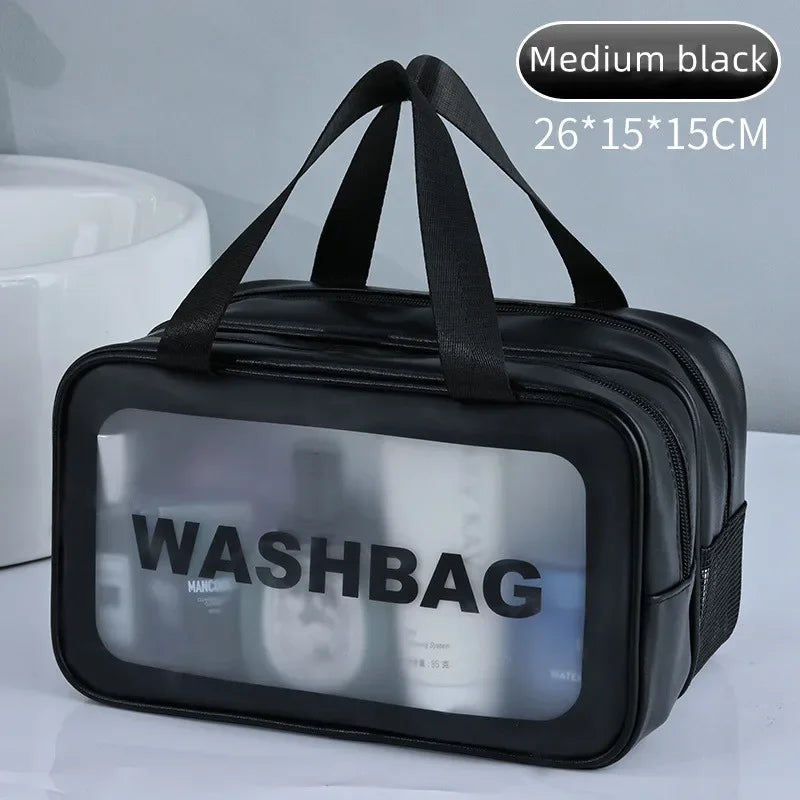 Dry-Wet Separation Travel Bag — Transparent PU Cosmetic & Gym Essentials Bag