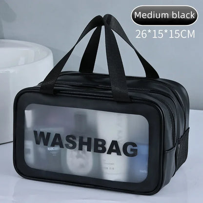 Dry-Wet Separation Travel Bag — Transparent PU Cosmetic & Gym Essentials Bag
