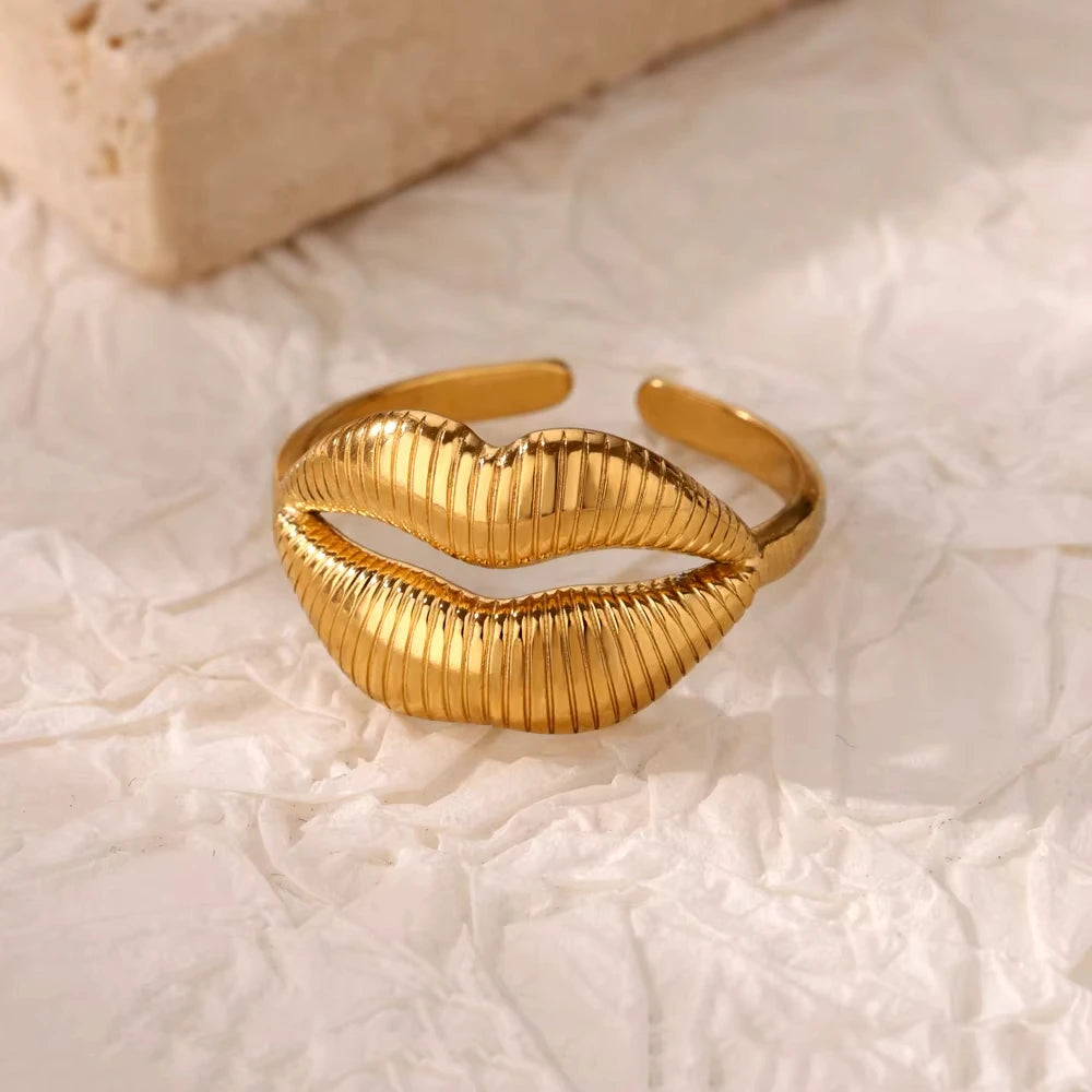 Adjustable 18K Gold-Plated Stainless Steel Zircon Ring – 30 Designs