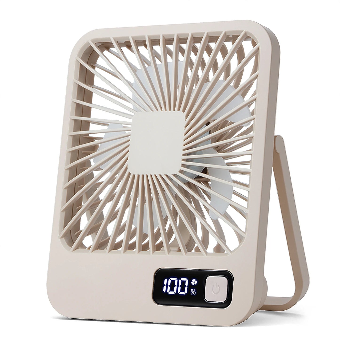 Portable USB Rechargeable Desk Fan — 180° Tilt Folding Table Fan with 5 Speeds, Power Display & Ultra-Quiet Motor