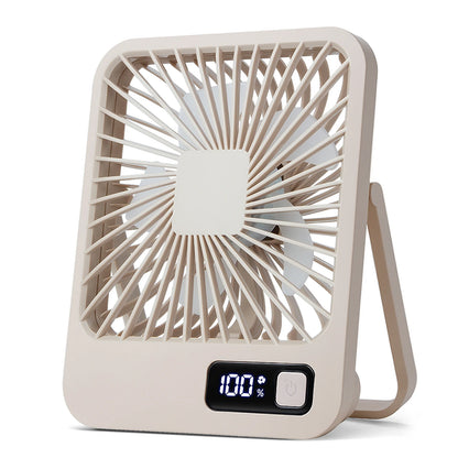 Portable USB Rechargeable Desk Fan — 180° Tilt Folding Table Fan with 5 Speeds, Power Display & Ultra-Quiet Motor