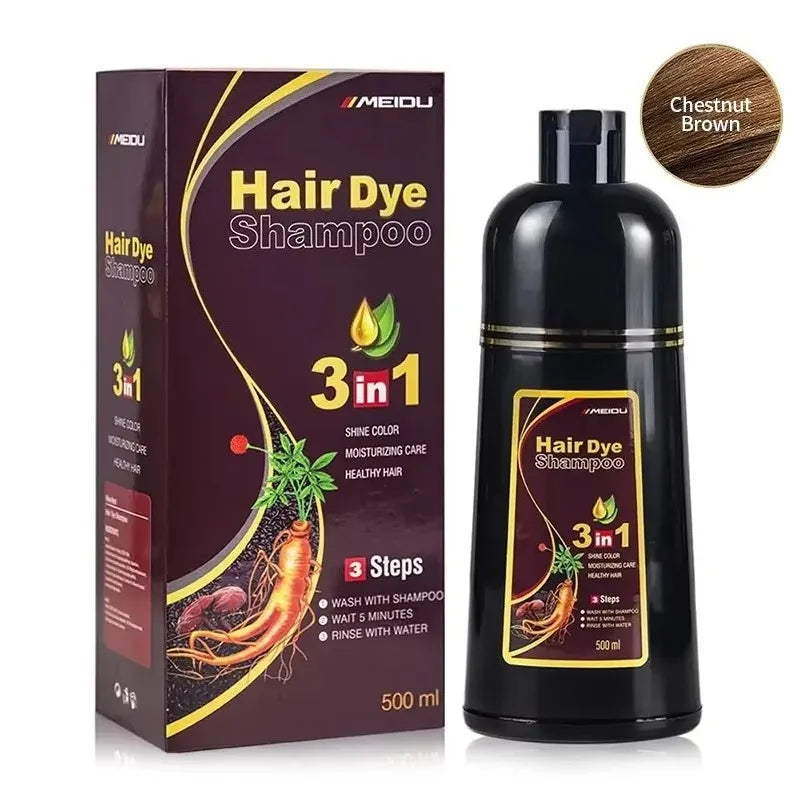 3-in-1 Natural Black Herbal Hair Dye Shampoo — Quick Color, Moisturizing & Conditioning Hair Care