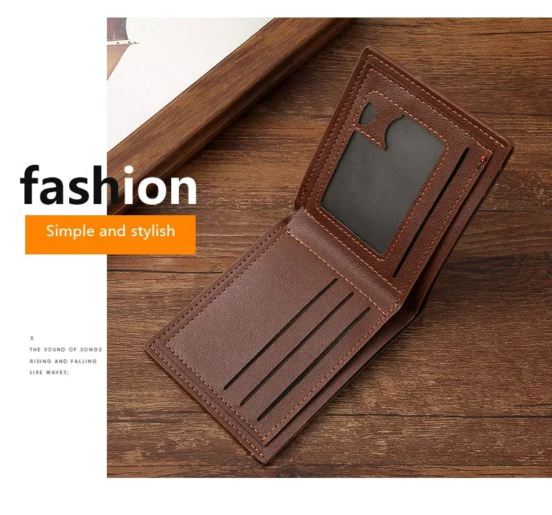 Men's Minimalist Soft Leather Short Wallet — Slim Foldable Bifold for Everyday Carry