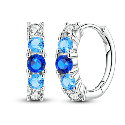 925 Sterling Silver Blue Zircon Butterfly Hoop Earrings — Colored Fine Jewelry for Women & Girls