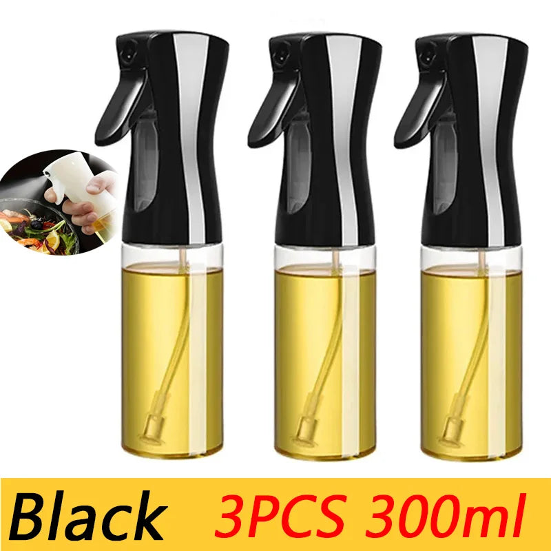 Kitchen Oil Spray Bottle — 200/300/500ml Mist Sprayer & Oil Brush for Cooking, BBQ & Baking