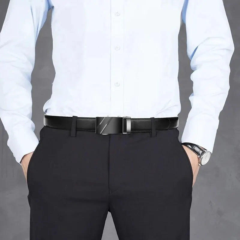 Men’s 120 cm PU Belt with Statement Buckle – 6 Styles