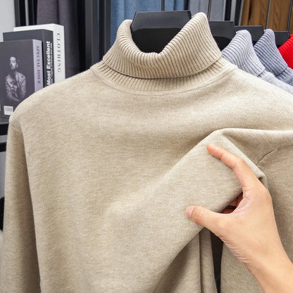 Men's Slim Fit Knitted Turtleneck Sweater — Anti-Pilling Long Sleeve Pullover