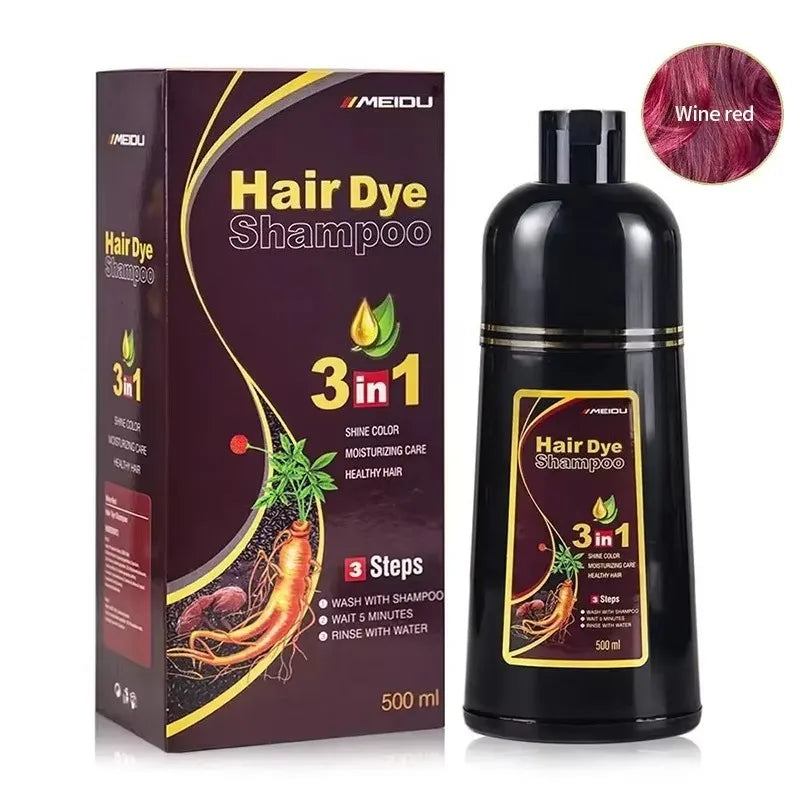 3-in-1 Natural Black Herbal Hair Dye Shampoo — Quick Color, Moisturizing & Conditioning Hair Care