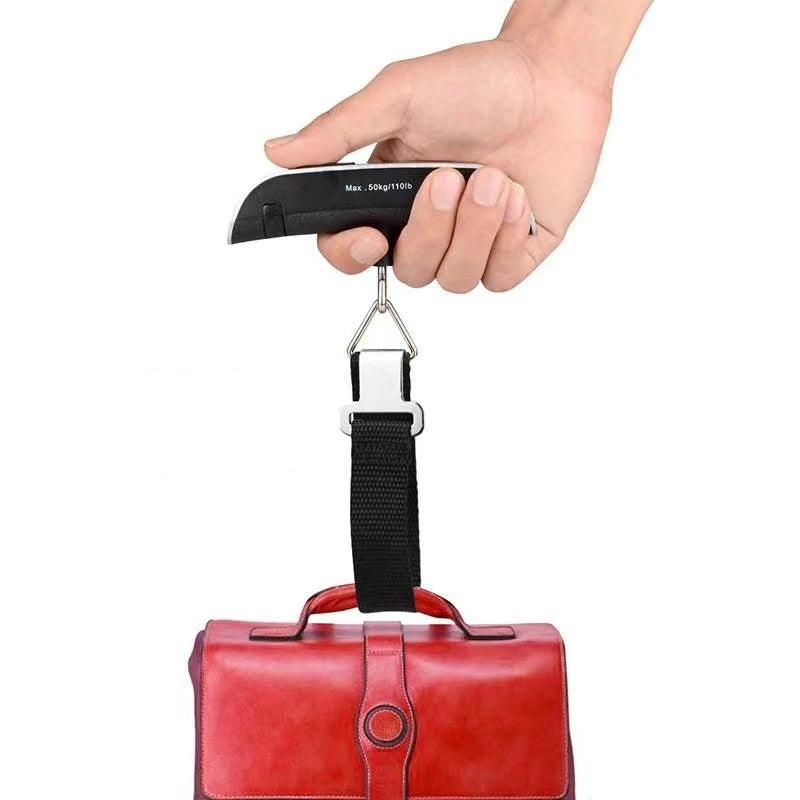 Portable Digital Luggage Scale — LCD Display Hanging Scale up to 110lb/50kg for Travel & Baggage Weighing