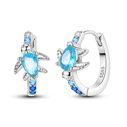 925 Sterling Silver Blue Zircon Butterfly Hoop Earrings — Colored Fine Jewelry for Women & Girls