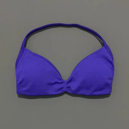 Women's Sports Strappy Yoga Bra — High Support Backless Halter Fitness Workout & Running Bra