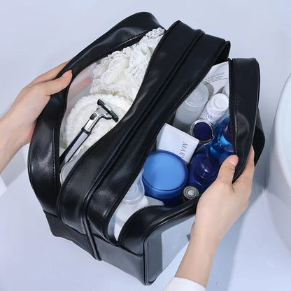 Dry-Wet Separation Travel Bag — Transparent PU Cosmetic & Gym Essentials Bag