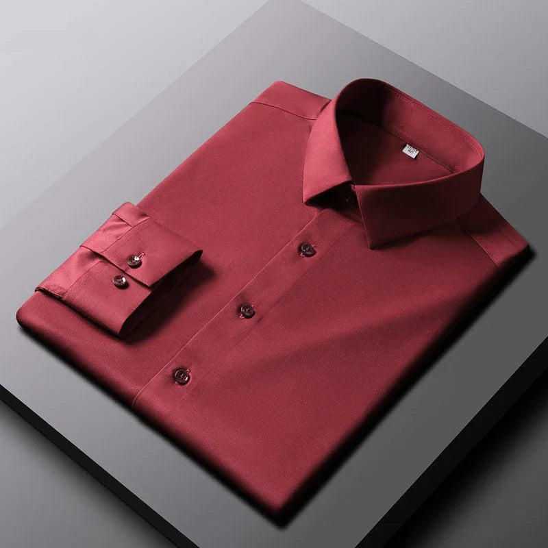 Men’s Solid Long-Sleeve Smart-Casual Shirt – M–4XL
