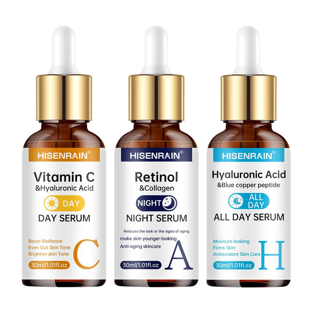 Duo de sérums Vitamine C + Rétinol + Acide Hyaluronique