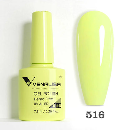 Venalisa HEMA-Free Glitter Gel Nail Polish — Full Coverage UV LED Soak-Off, Jelly Pink & Nude