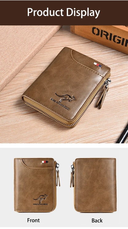 Men's RFID Luxury Leather Wallet — Business Card Holder, Zipper Coin Purse & Bifold
