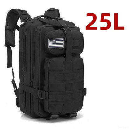 25L/50L Tactical Hiking Backpack — Waterproof Nylon Rucksack for Camping, Trekking, Fishing & Hunting