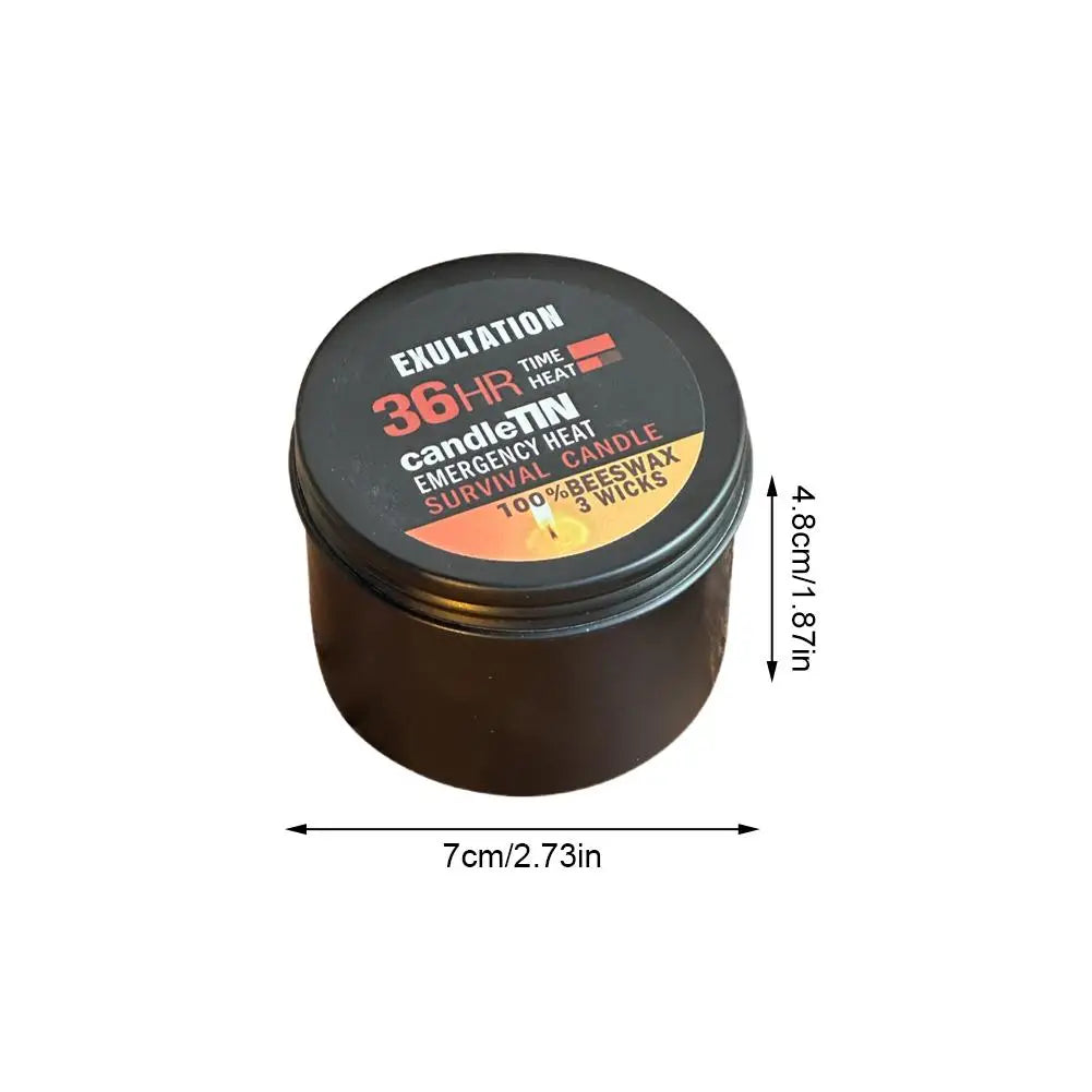 36-Hour Emergency Beeswax Survival Candle — 3-Wick Long Lasting Aroma Candle for Home & Camping