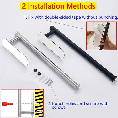 Stainless Steel Paper Towel Holder – Adhesive or Screw Mount