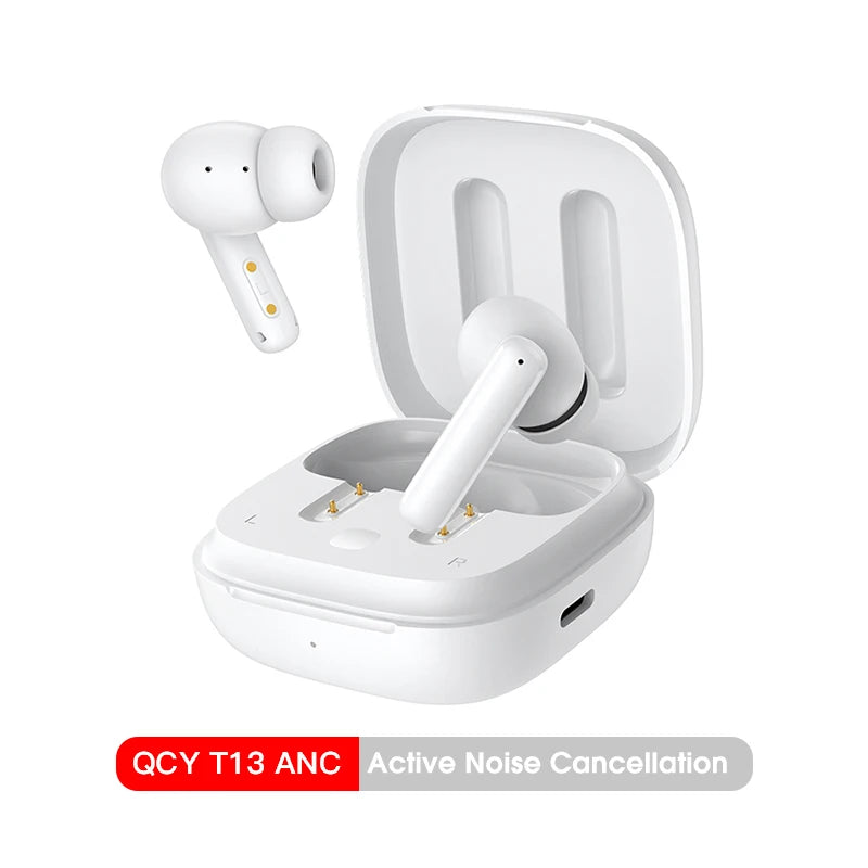 QCY T13 ANC Wireless Earbuds — Bluetooth 5.3, Active Noise Cancellation & 4-Mic ENC for Clear Calls