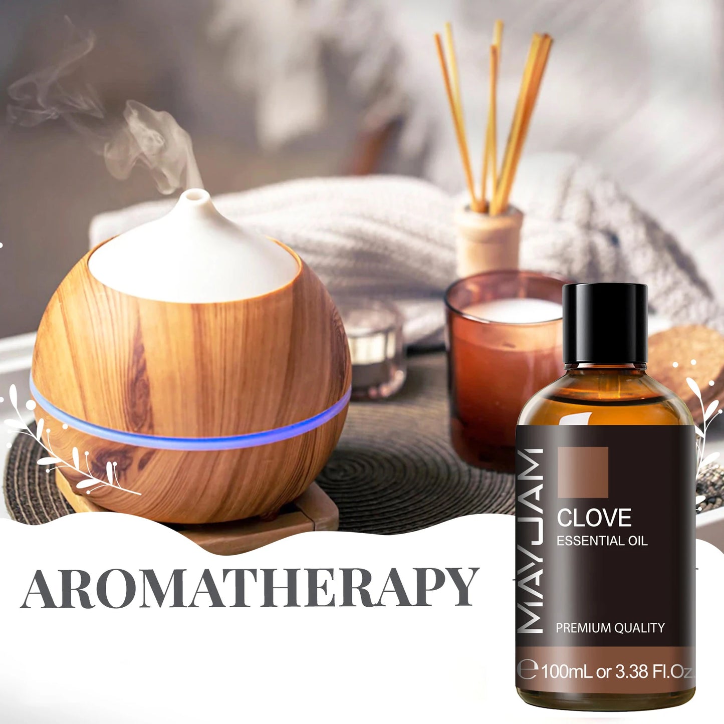 MAYJAM 100ml Essential Oil with Dropper — Sandalwood, Lavender, Eucalyptus & Vanilla Aroma Oil for Humidifier & Candle Burner