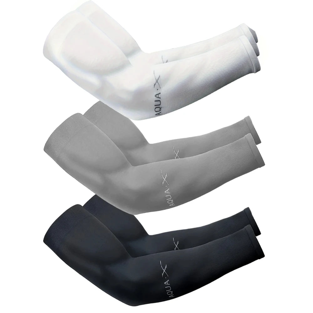 Sun Protection Ice Silk Arm Sleeves — 3 Pairs Unisex UV Guard for Cycling, Driving & Fishing