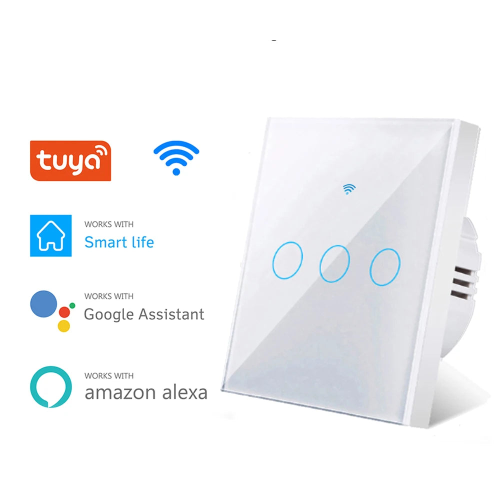 EU WiFi Smart Light Switch — No Neutral Wire, Touch & RF433, Tuya App, Alexa & Google Home