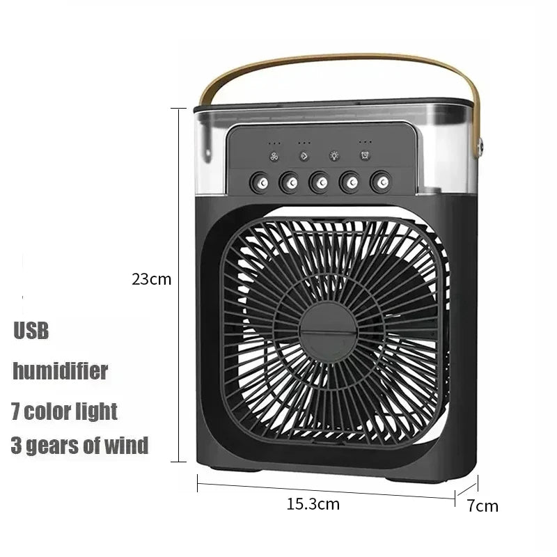3-in-1 Mini Air Cooler Fan — Portable USB Humidifier, LED Night Light & Personal Air Conditioner