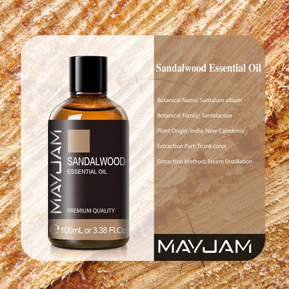 MAYJAM 100ml Essential Oil with Dropper — Sandalwood, Lavender, Eucalyptus & Vanilla Aroma Oil for Humidifier & Candle Burner