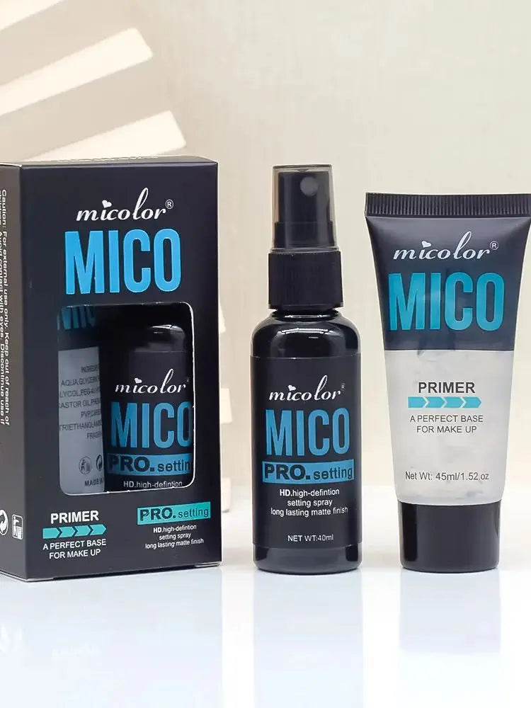 Makeup Primer & Setting Spray Set — Invisible Pore Color Rendering Base & Long-Lasting Finishing Spray
