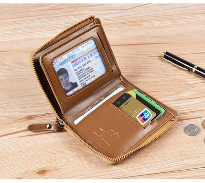 Men's RFID Luxury Leather Wallet — Business Card Holder, Zipper Coin Purse & Bifold