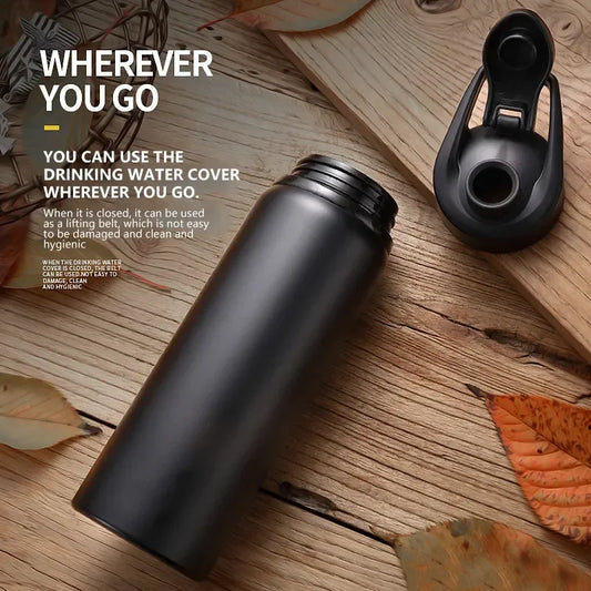 Metal Portable Aluminum Water Bottle — Leakproof Reusable Sports Bottle for Cycling, Hiking & Travel (600ml)