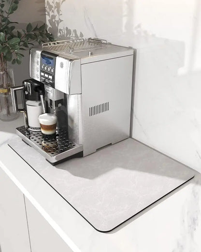 Anti-Slip Coffee Station Mat — Rubber-Backed Water-Absorbent Dish Drying & Drainage Pad for Kitchen Worktops