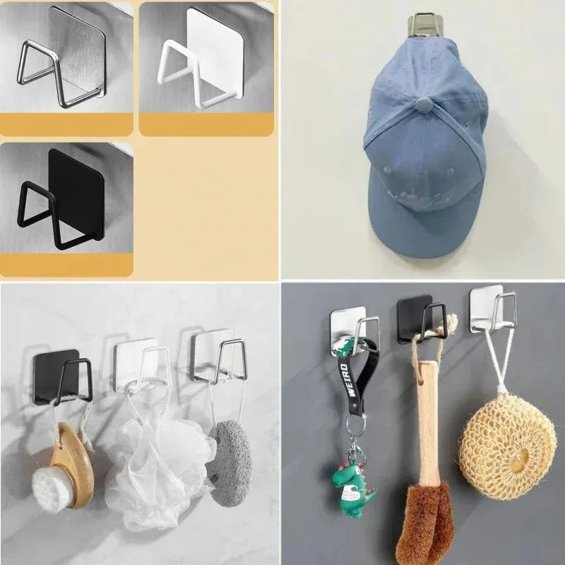 Self-Adhesive Kitchen Sink Sponge Holder — Stainless Steel Drain Drying Rack & Wall Hook Organizer