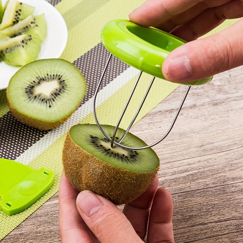 Stainless Steel Kiwi Cutter, Peeler & Slicer — Fast Fruit Peeling Kitchen Gadget