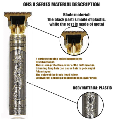 Rechargeable T9 Detail Hair & Beard Trimmer – 12 Designs