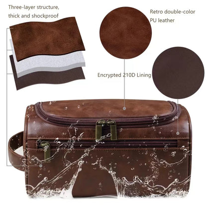 Leather Toiletry Bag — Hanging Dopp Kit for Men & Women