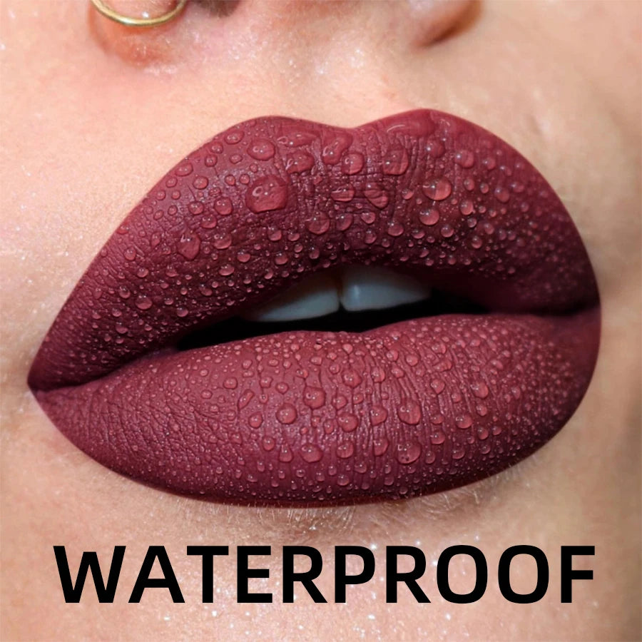 19-Color Matte Velvet Liquid Lipstick — Waterproof Long-Lasting Lip Glaze in Nude, Red & Black Shades