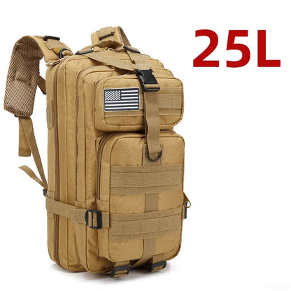 25L/50L Tactical Hiking Backpack — Waterproof Nylon Rucksack for Camping, Trekking, Fishing & Hunting