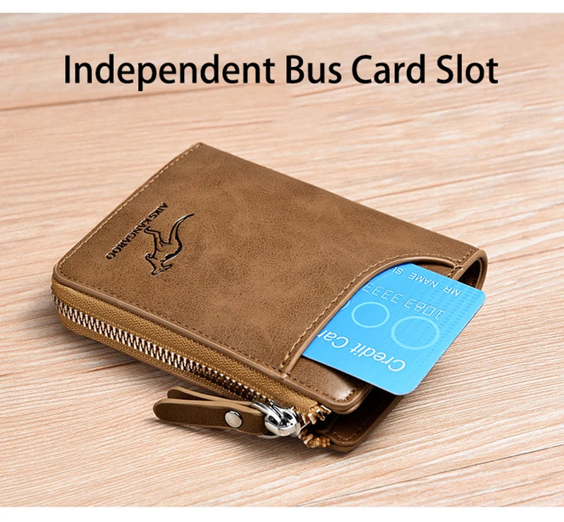 Men's RFID Luxury Leather Wallet — Business Card Holder, Zipper Coin Purse & Bifold