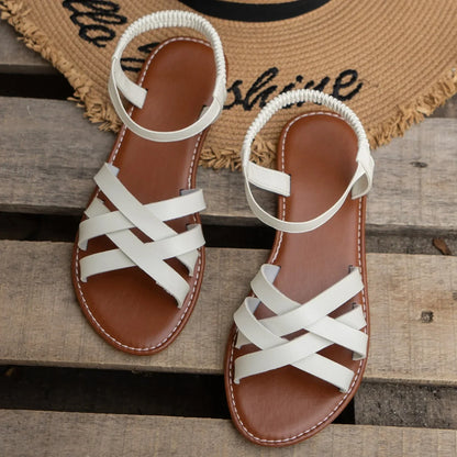 Women's Flat Roman Strap Sandals — Non-Slip Rubber Sole Daily Sandalia for Summer 2025