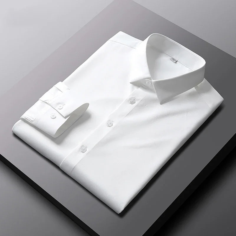 Men’s Solid Long-Sleeve Smart-Casual Shirt – M–4XL