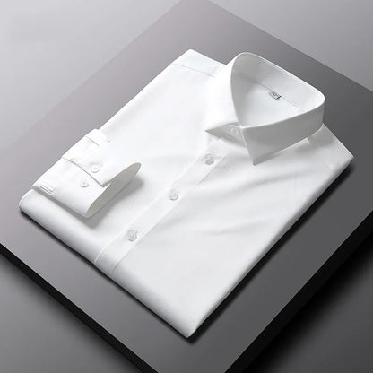 Men’s Solid Long-Sleeve Smart-Casual Shirt – M–4XL